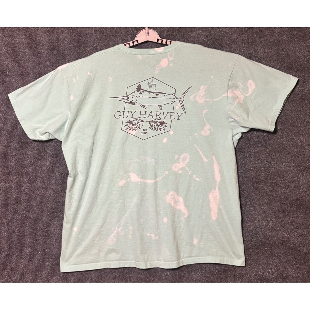 Guy Harvey Mens 2XL T Shirt Aqua Bleach Wash Graphic Marlin - Picture 3 of 7